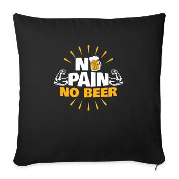 No Pain No Beer Cadeau de musculation - Housse de coussin décorative 45 x 45 cm - noir - Devant
