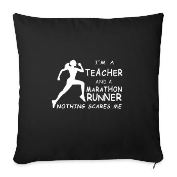 Marathon runner TShirt for the running teacher - Sofa pillowcase 17,3'' x 17,3'' (45 x 45 cm) - black - Front