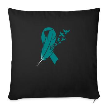 Ovarian Cancer Awareness-Teal Ribbon - Sofa pillowcase 17,3'' x 17,3'' (45 x 45 cm) - black - Front