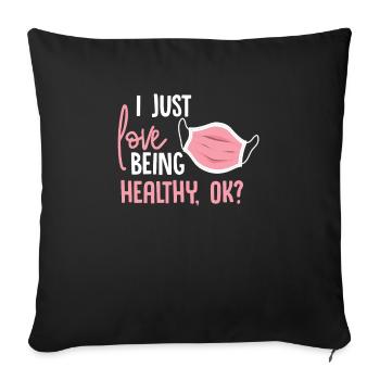 Face mask mask mouthguard Corona Healthy - Sofa pillowcase 17,3'' x 17,3'' (45 x 45 cm) - black - Front