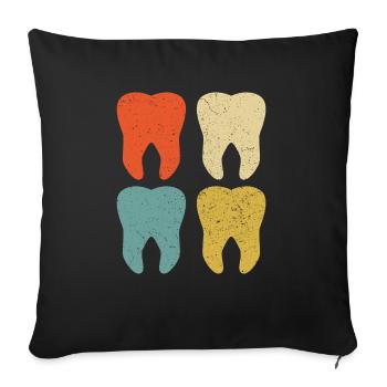 Teeth retro dentist dental assistant colorful new - Sofa pillowcase 17,3'' x 17,3'' (45 x 45 cm) - black - Front