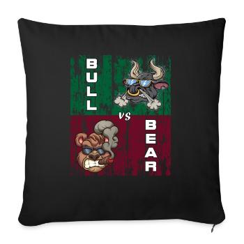 Bull vs Bear Stock Exchanges Tshirt - Sofa pillowcase 17,3'' x 17,3'' (45 x 45 cm) - black - Front