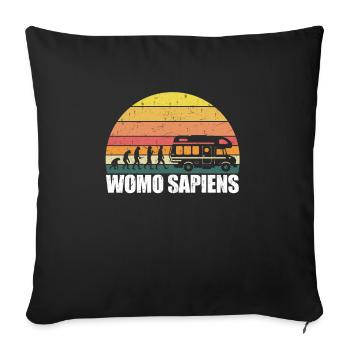 Womo Sapiens Wohnmobil Evolution Wohnwagen Camper - Sofakissenbezug 45 x 45 cm - Schwarz - Vorne