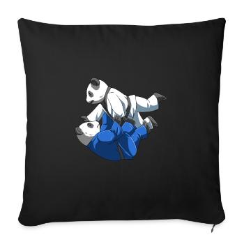 Ours panda à l'entraînement du BJJ - Housse de coussin décorative 45 x 45 cm - noir - Devant