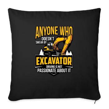 Excavator - Sofa pillowcase 17,3'' x 17,3'' (45 x 45 cm) - black - Front
