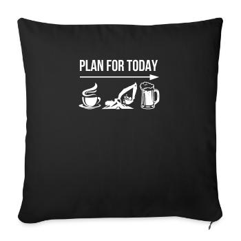 Excavatrice conduisant un chantier de construction - Housse de coussin décorative 45 x 45 cm - noir - Devant