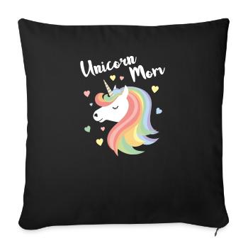 Licorne Maman Mignon Mamacorn Unicorns Lovers Pink Bir - Housse de coussin décorative 45 x 45 cm - noir - Devant