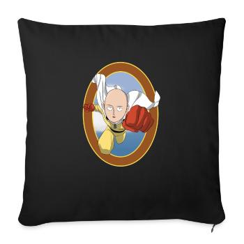 Superhero design bald head / great gift idea - Sofa pillowcase 17,3'' x 17,3'' (45 x 45 cm) - black - Front
