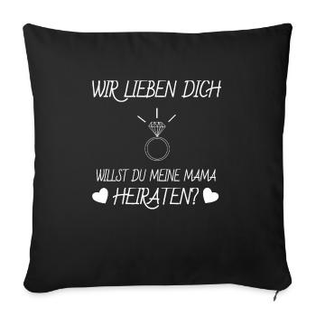 Heiratsantrag - Sofakissenbezug 45 x 45 cm - Schwarz - Vorne