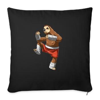 Muay Thai and kickboxing sloth - Sofa pillowcase 17,3'' x 17,3'' (45 x 45 cm) - black - Front