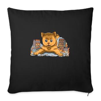 Catzilla - Funny Kaiju Monster Cat - Housse de coussin décorative 45 x 45 cm - noir - Devant