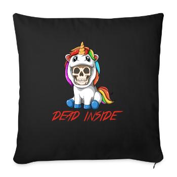 Squelette sarcastique en costume de licorne - parodie - Housse de coussin décorative 45 x 45 cm - noir - Devant