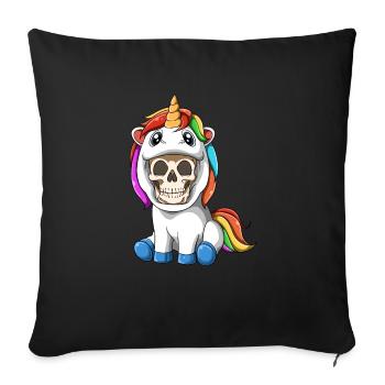 Squelette sarcastique en costume de licorne - parodie - Housse de coussin décorative 45 x 45 cm - noir - Devant
