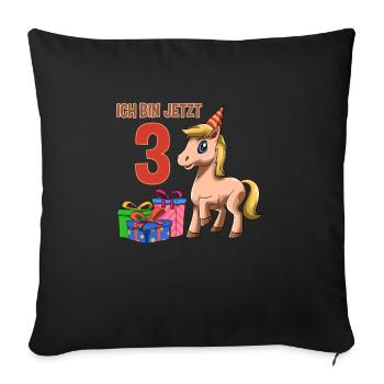 Sweet kids & horses 3rd birthday party - Sofa pillowcase 17,3'' x 17,3'' (45 x 45 cm) - black - Front