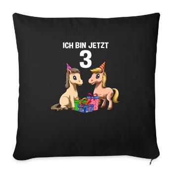 Horse birthday - 3 children's birthday - Sofa pillowcase 17,3'' x 17,3'' (45 x 45 cm) - black - Front