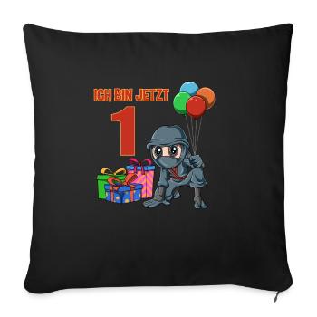Kinder Ninja Geburtstag - 1 Jahr Kindergeburtstag - Sofakissenbezug 45 x 45 cm - Schwarz - Vorne