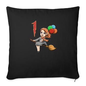 Witches and sorceress - 1 year children's birthday - Sofa pillowcase 17,3'' x 17,3'' (45 x 45 cm) - black - Front