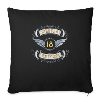 Cadeau 18e anniversaire - 18 ans - Housse de coussin décorative 45 x 45 cm - noir - Devant