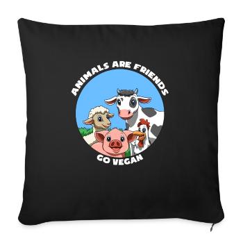 Animals Are Friends - vegan and veggie - Sofa pillowcase 17,3'' x 17,3'' (45 x 45 cm) - black - Front