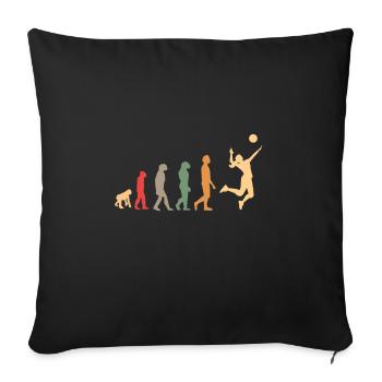 Sportif de volley-ball rétro vintage, en évolution - Housse de coussin décorative 45 x 45 cm - noir - Devant