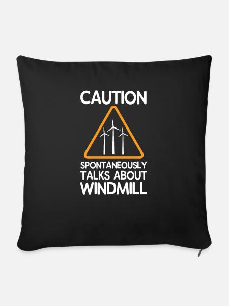 Windmühle - Sofakissenbezug 45 x 45 cm - Schwarz