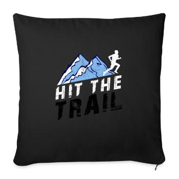 Coureur de course à pied HIt The Trail - Housse de coussin décorative 45 x 45 cm - noir - Devant