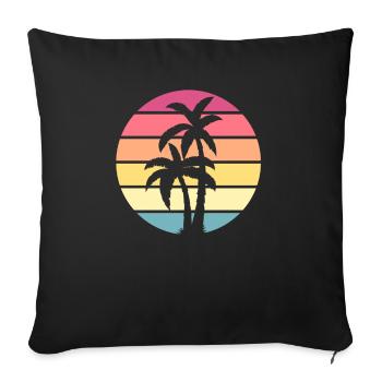 Conception de plage en détresse de palmier - Housse de coussin décorative 45 x 45 cm - noir - Devant