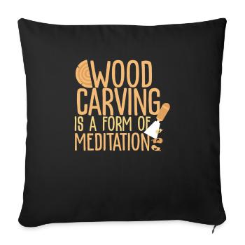 Holz schnitzen Meditieren - Sofakissenbezug 45 x 45 cm - Schwarz - Vorne