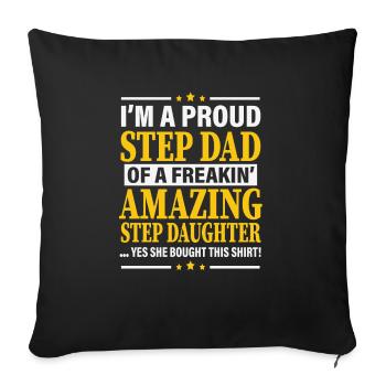 Funny bonus daddy shirt fathers day - Sofa pillowcase 17,3'' x 17,3'' (45 x 45 cm) - black - Front