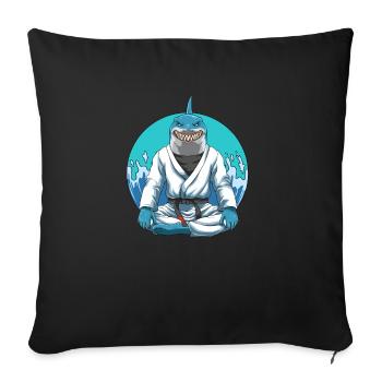 BJJ Shark - Haifisch im Jiu Jitsu Gi - Sofakissenbezug 45 x 45 cm - Schwarz - Vorne
