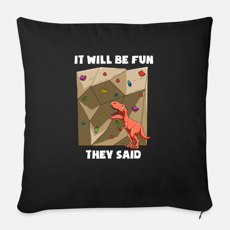 Boulder Trex - Lustiger Dinosaurie Kletter T-Shirt - Sofakissenbezug 45 x 45 cm - Schwarz