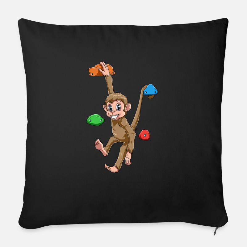 Boulder Monkey - mignon singe grimpant - Housse de coussin décorative 45 x 45 cm - noir