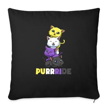 Nonbinary cats - transgender gift - Sofa pillowcase 17,3'' x 17,3'' (45 x 45 cm) - black - Front