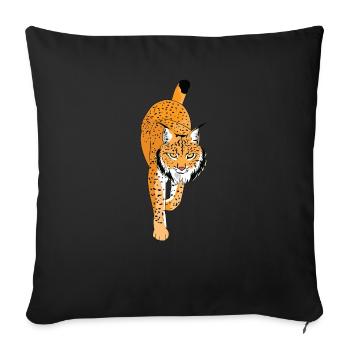 Luchs Wildkatze Shirt Geschenkidee - Sofakissenbezug 45 x 45 cm - Schwarz - Vorne