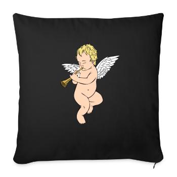 Ange musical - Housse de coussin décorative 45 x 45 cm - noir - Devant