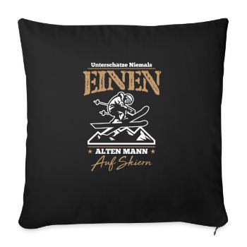 Never underestimate an old man on skis - Sofa pillowcase 17,3'' x 17,3'' (45 x 45 cm) - black - Front