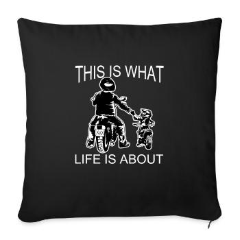Motorbike father and son biker father's day gift - Sofa pillowcase 17,3'' x 17,3'' (45 x 45 cm) - black - Front