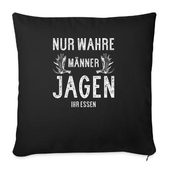 Chasse chasseur chassé chassé cadeau de cerf Weidmann sauvage - Housse de coussin décorative 45 x 45 cm - noir - Devant
