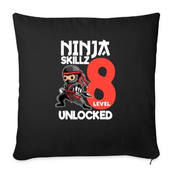 8 anniversaire jeune Ninja idées cadeaux judo - Housse de coussin décorative 45 x 45 cm - noir - Devant