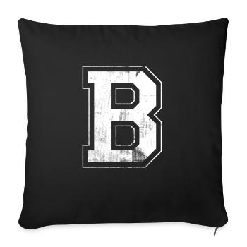 B Lettre initiale B College Nom de la police Ville - Housse de coussin décorative 45 x 45 cm - noir - Devant