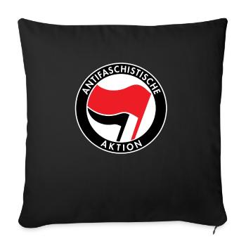 Action antifasciste, Logo Antifa, Drapeaux - Housse de coussin décorative 45 x 45 cm - noir - Devant