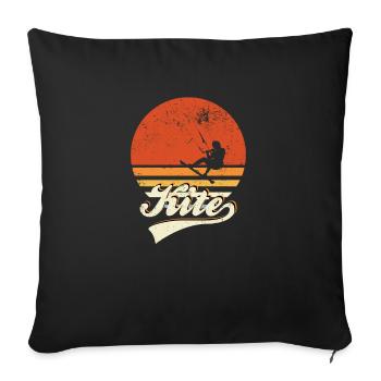 Kitesurf rétro - Housse de coussin décorative 45 x 45 cm - noir - Devant
