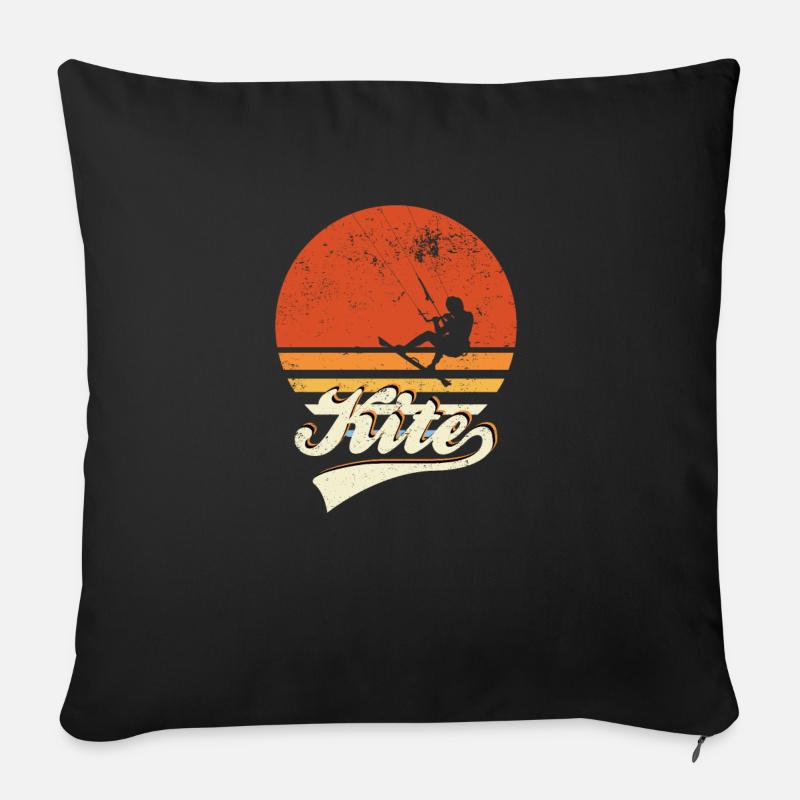 Kitesurf rétro - Housse de coussin décorative 45 x 45 cm - noir