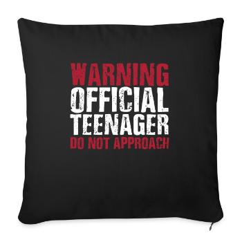 Avertissement: un adolescent officiel ne s'approche pas - Housse de coussin décorative 45 x 45 cm - noir - Devant