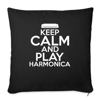 Keep Calm And Play Harmonica Harmonica - Sofa pillowcase 17,3'' x 17,3'' (45 x 45 cm) - black - Front