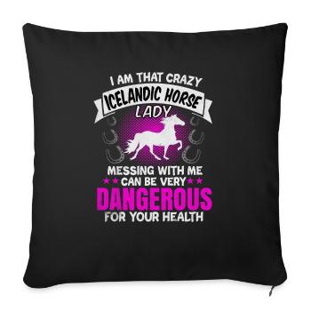 Icelandic horse - Sofa pillowcase 17,3'' x 17,3'' (45 x 45 cm) - black - Front