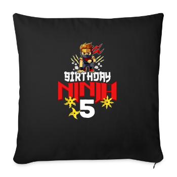 Kinder Geburtstag Ninja Grafik - 5 Jahre alte Ninja - Sofakissenbezug 45 x 45 cm - Schwarz - Vorne