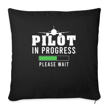 Pilote en formation - Housse de coussin décorative 45 x 45 cm - noir - Devant