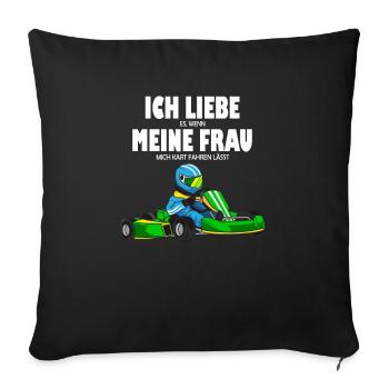 Lustiges Kartfahrer Go Kart Racing - Sofakissenbezug 45 x 45 cm - Schwarz - Vorne