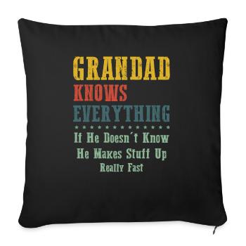 Grandad Knows Everything - Housse de coussin décorative 45 x 45 cm - noir - Devant